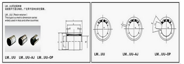 Lm60uu Aj 6 Lineaire Werken van Balringen met 60mm Schachten Gegalvaniseerde Dragende Elementen 1