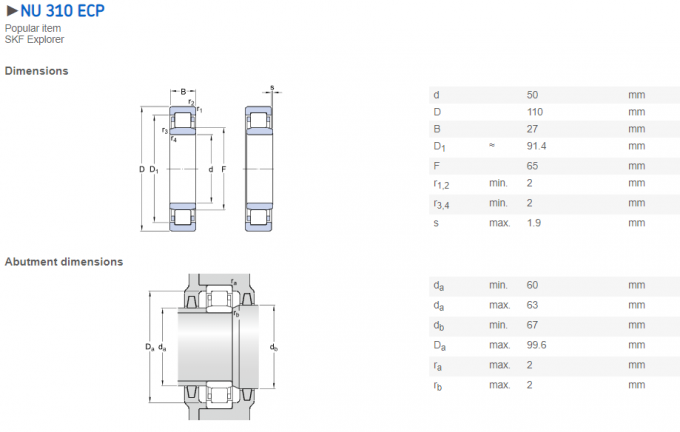 Nylon Kooi NU 310 ECP, NU 311 Cilindrisch de Rollager van ECP voor Luchtcompressor 0